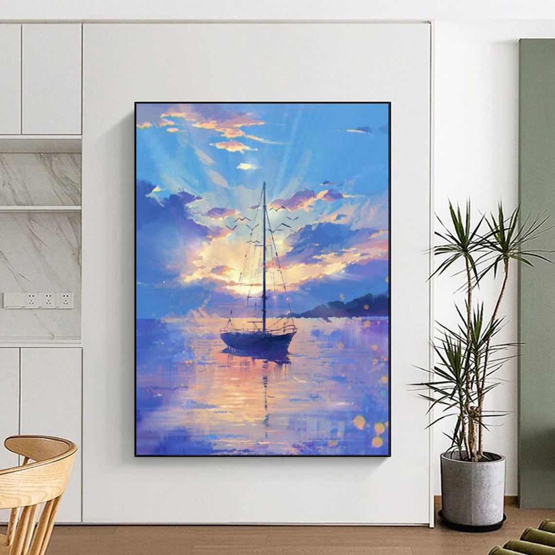 evening coastal abstract painting design 7